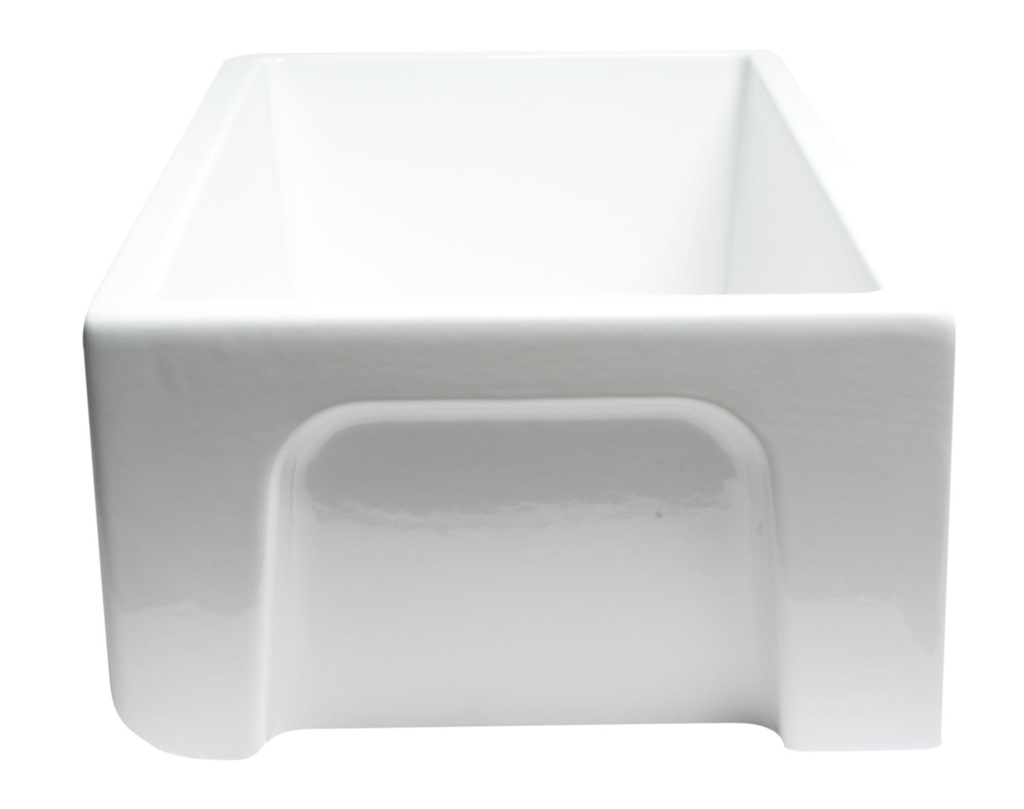ALFI brand AB3318HS-W White 33" x 18" Reversible Fluted / Smooth Single Bowl Fireclay Farm Sink
