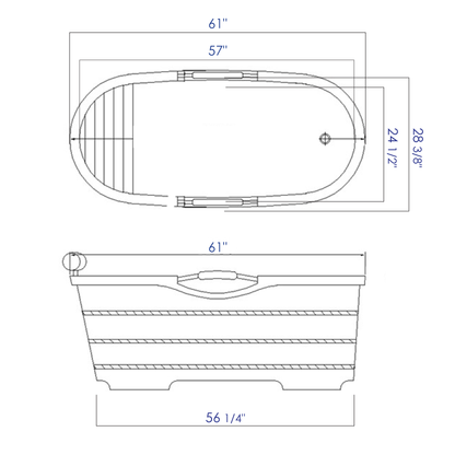 ALFI brand AB1163 61" Free Standing Wooden Bathtub with Cushion Headrest