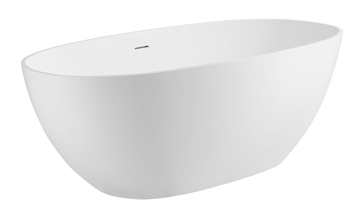 ALFI brand AB9975 59" White Oval Solid Surface Resin Soaking Bathtub