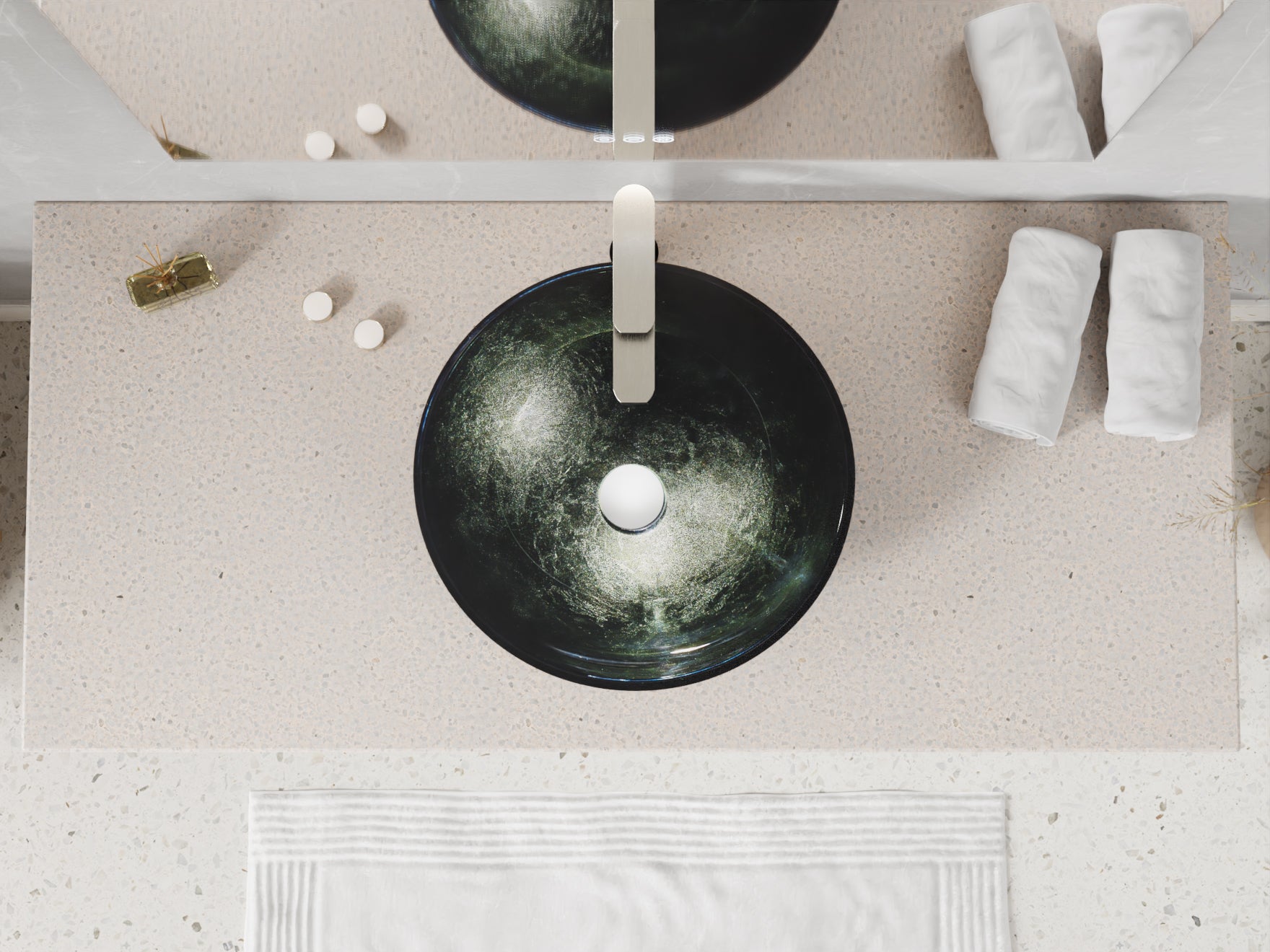 Amalfi Round Glass Vessel Bathroom Sink with Stellar