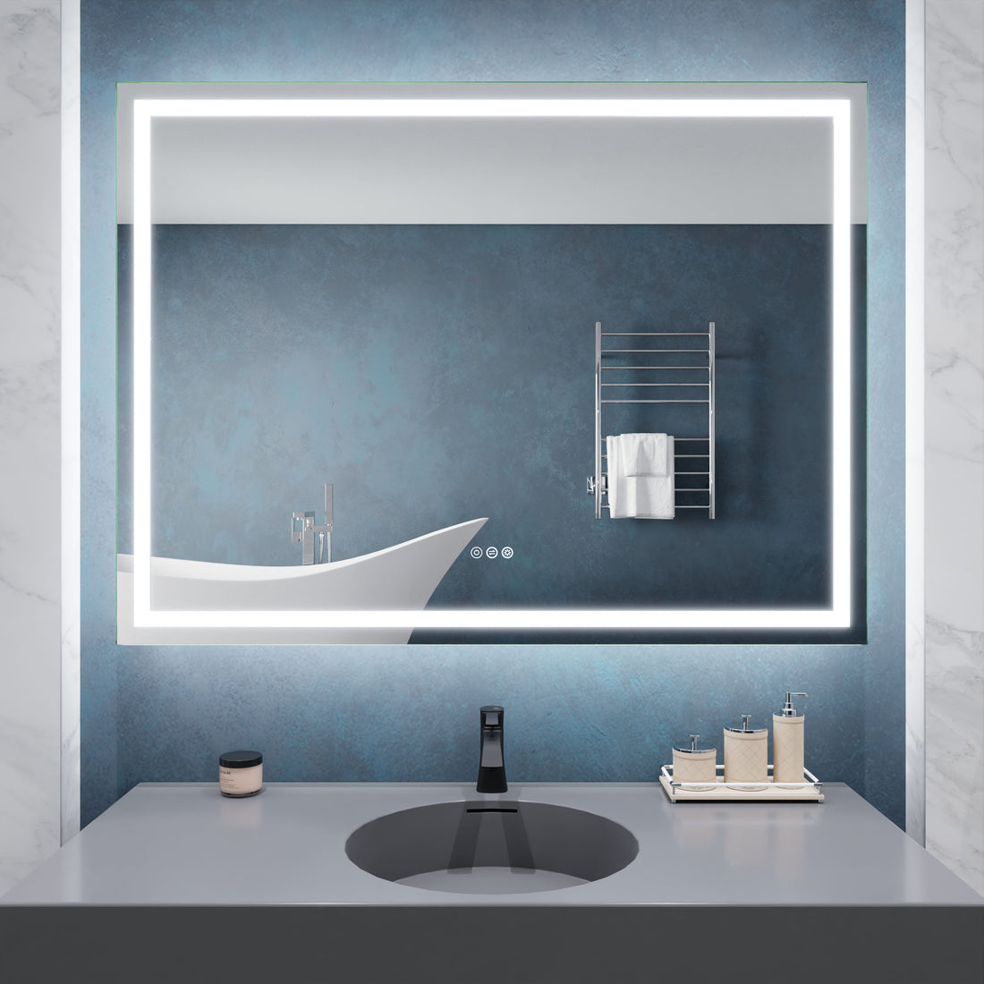 ANZZI 36-in. x 48-in. Frameless LED Front/Back Light Bathroom Mirror w/Defogger