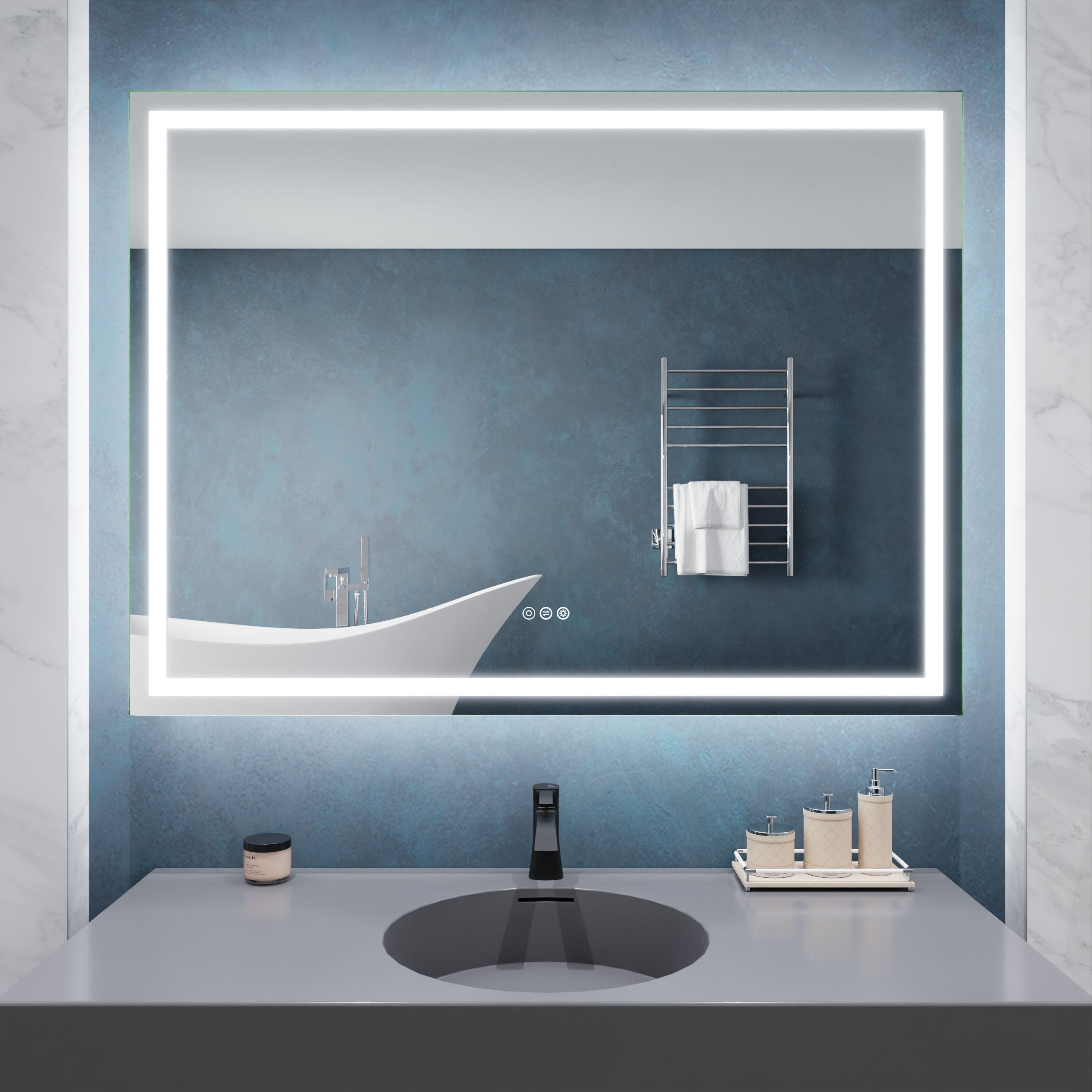ANZZI 36-in. x 48-in. Frameless LED Front/Back Light Bathroom Mirror w/Defogger