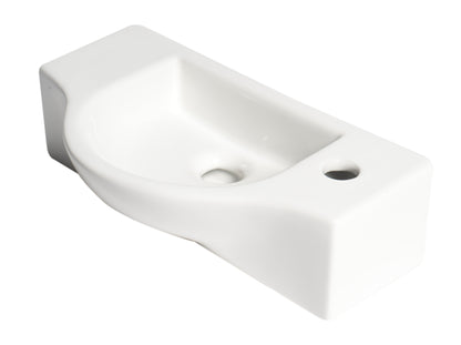 ALFI brand ABC114 White 18" Small Wall Mounted Ceramic Sink with Faucet Hole