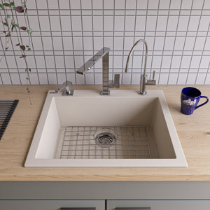 ALFI brand AB2420DI-B Biscuit 24" Drop-In Single Bowl Granite Composite Kitchen Sink
