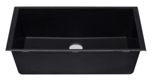 ALFI brand AB3322UM-BLA Black 33" Single Bowl Undermount Granite Composite Kitchen Sink