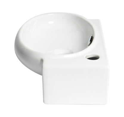 ALFI brand ABC117 White 17" Small Wall Mounted Ceramic Sink with Faucet Hole