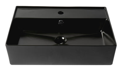 ALFI brand ABC901-BM Black Matte 24" Modern Rectangular Above Mount Ceramic Sink with Faucet Hole