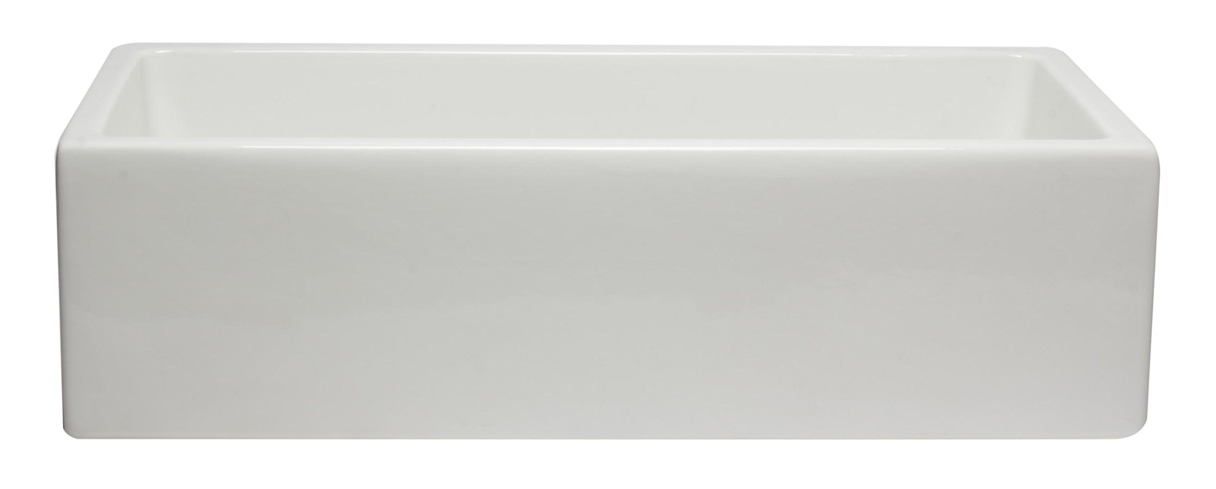 ALFI brand AB3618HS-W 36 inch White Reversible Smooth / Fluted Single Bowl Fireclay Farm Sink
