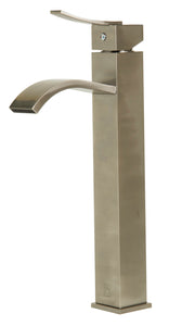 ALFI brand AB1158-BN Tall Brushed Nickel Tall Square Body Curved Spout Single Lever Bathroom Faucet