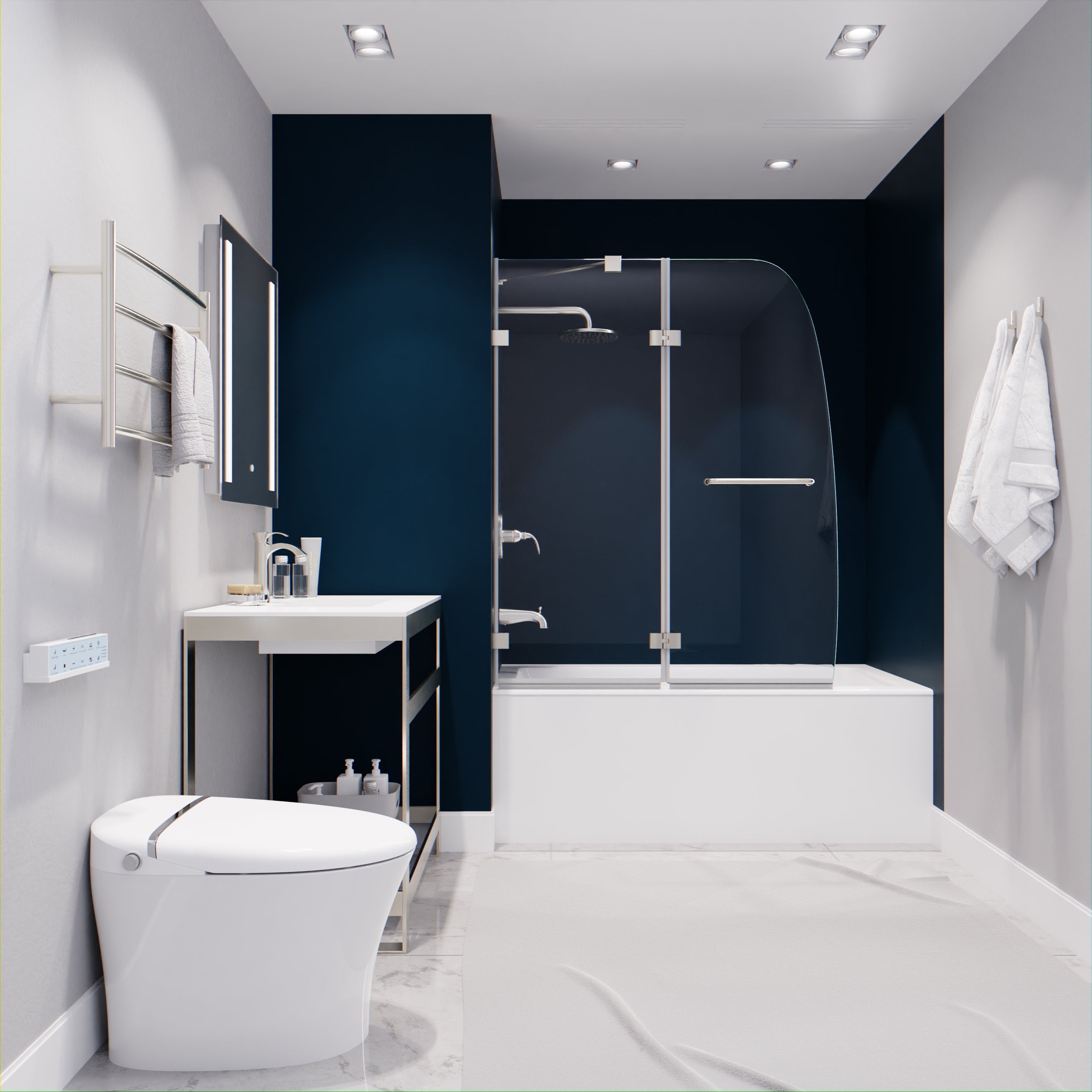 Herald Series 48 in. by 58 in. Frameless Hinged tub door
