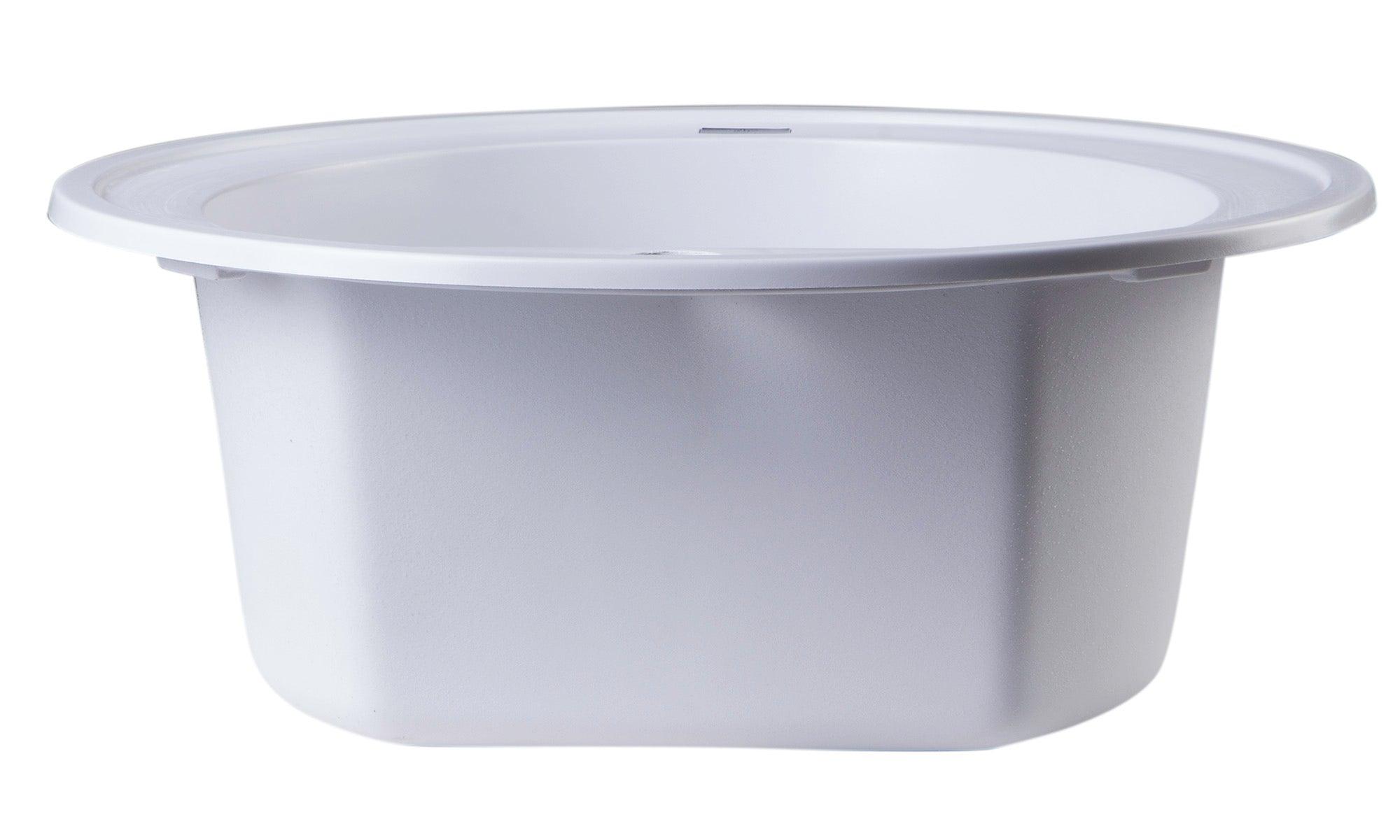 ALFI brand AB2020DI-W White 20" Drop-In Round Granite Composite Kitchen Prep Sink