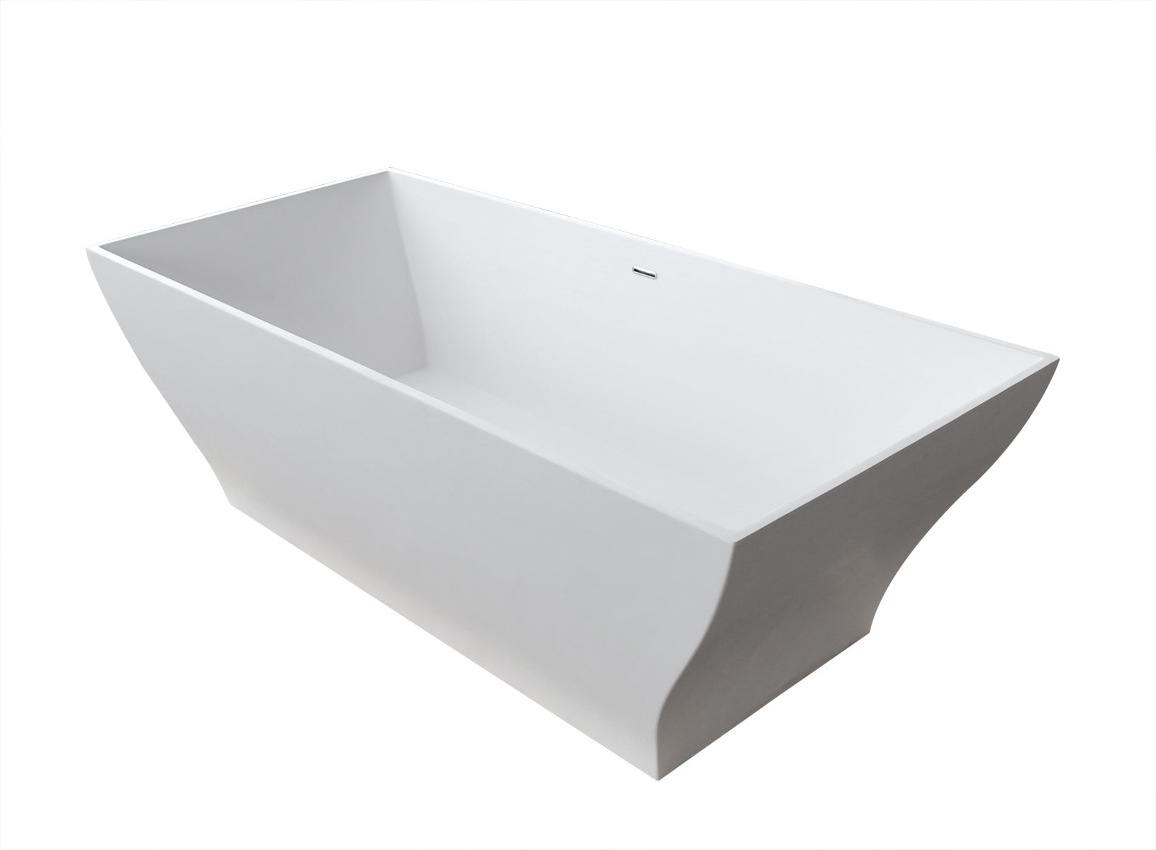 Crema 5.9 ft. Solid Surface Center Drain Freestanding Bathtub in Matte White