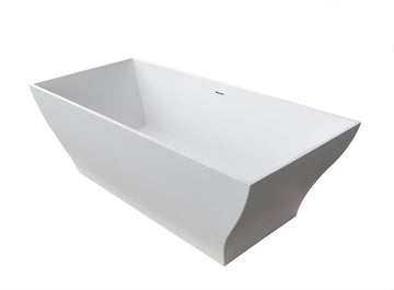 Crema 5.9 ft. Solid Surface Center Drain Freestanding Bathtub in Matte White
