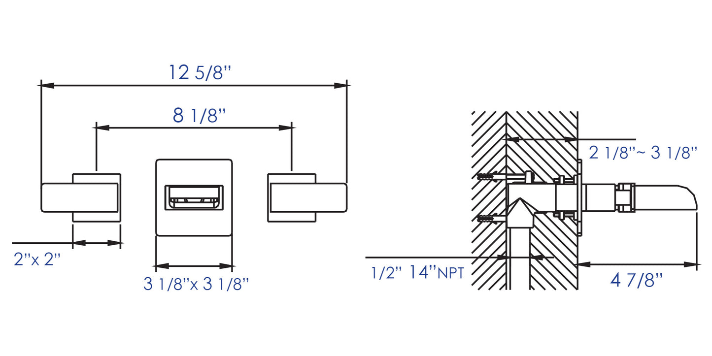 ALFI brand AB1796-BN Brushed Nickel Widespread Wall Mounted Modern Waterfall Bathroom Faucet