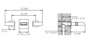 ALFI brand AB1796-BN Brushed Nickel Widespread Wall Mounted Modern Waterfall Bathroom Faucet