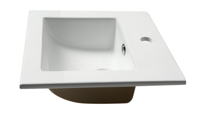 ALFI brand ABC801 White 17" Square Drop In Ceramic Sink with Faucet Hole