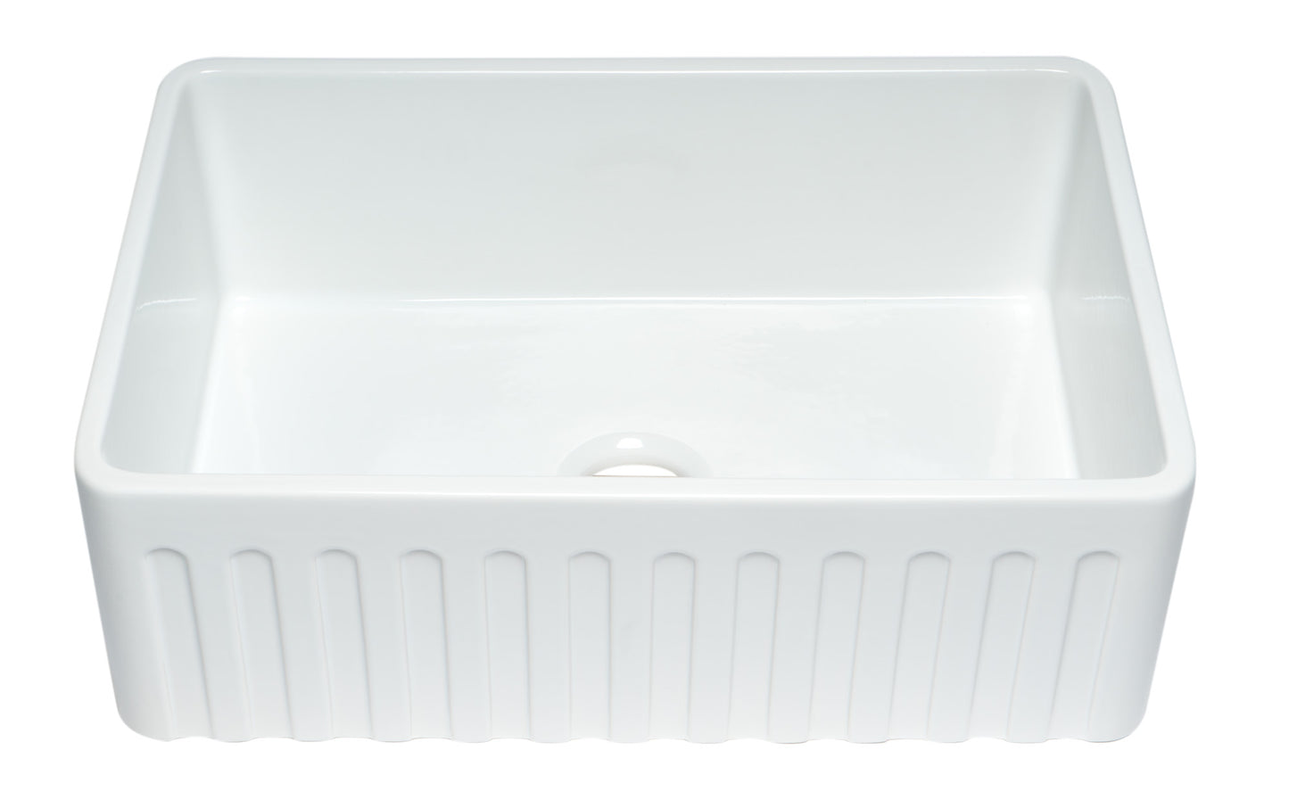 ALFI brand ABTI3020SB Smooth Titanium/Fluted 30 inch Reversible Single Fireclay Farmhouse Kitchen Sink