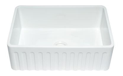 ALFI brand ABTI3020SB Smooth Titanium/Fluted 30 inch Reversible Single Fireclay Farmhouse Kitchen Sink