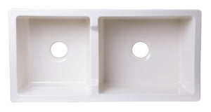 ALFI brand AB3618DB-B  36" Biscuit Smooth Apron Thick Wall Fireclay Double Bowl Farm Sink