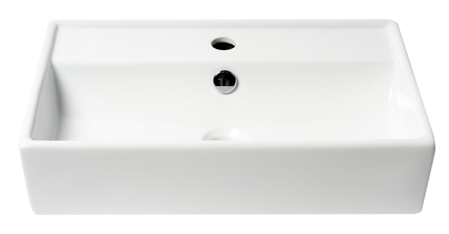 ALFI brand ABC122 White 22" Rectangular Wall Mounted Ceramic Sink with Faucet Hole