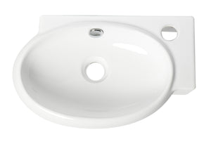 ALFI brand ABC117 White 17" Small Wall Mounted Ceramic Sink with Faucet Hole