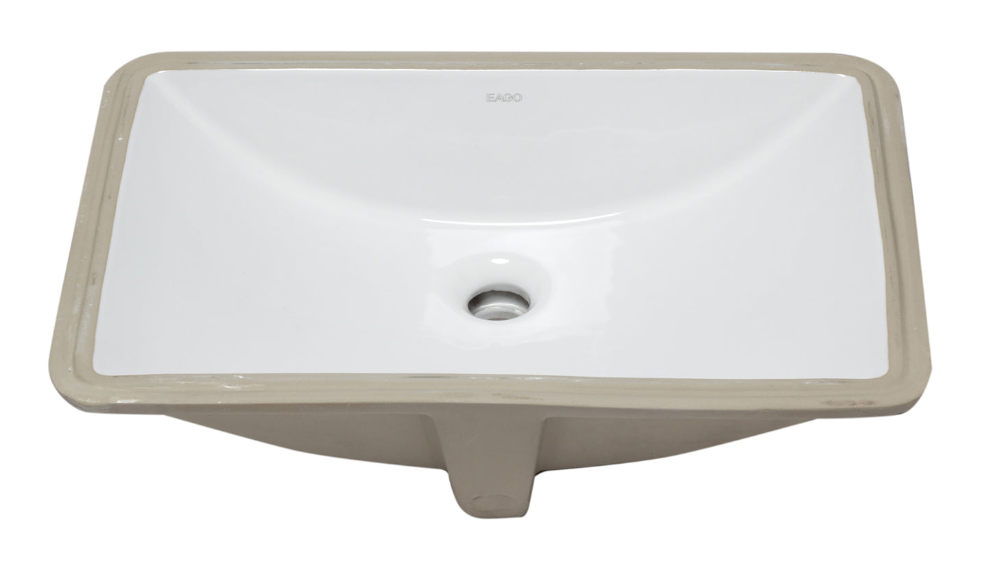 EAGO BC227 White Ceramic 22"x15" Undermount Rectangular Bathroom Sink