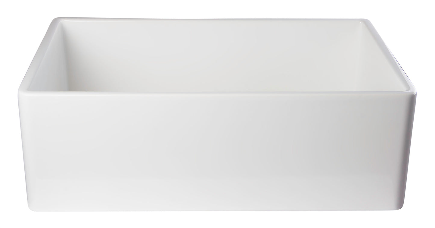 ALFI brand AB510-W White 30" Contemporary Smooth Apron Fireclay Farmhouse Kitchen Sink