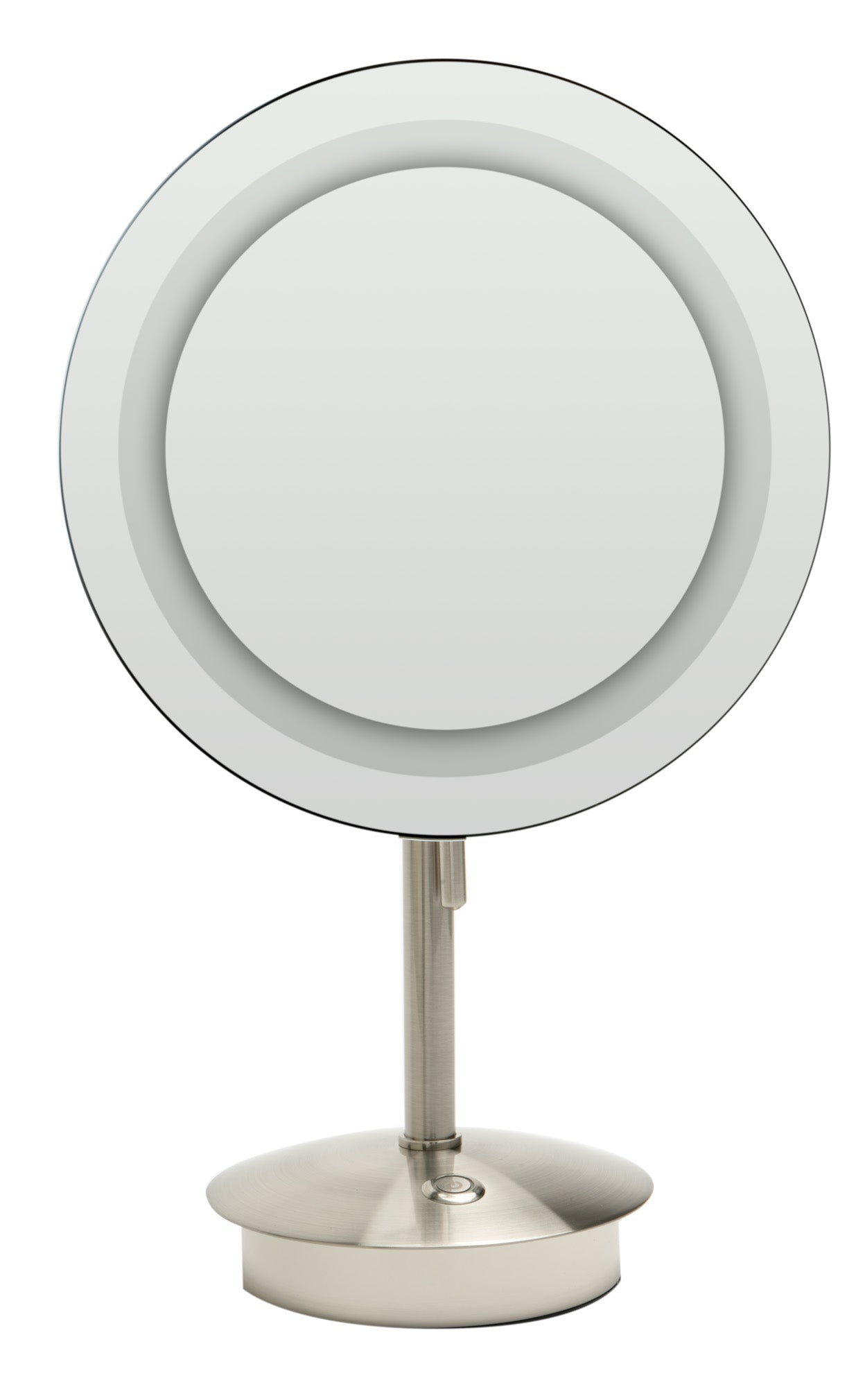 ALFI brand ABM9FLED-BN Brushed Nickel Tabletop Round 9" 5x Magnifying Cosmetic Mirror with Light