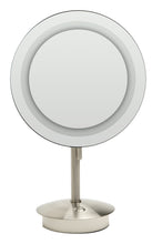 Load image into Gallery viewer, ALFI brand ABM9FLED-BN Brushed Nickel Tabletop Round 9&quot; 5x Magnifying Cosmetic Mirror with Light