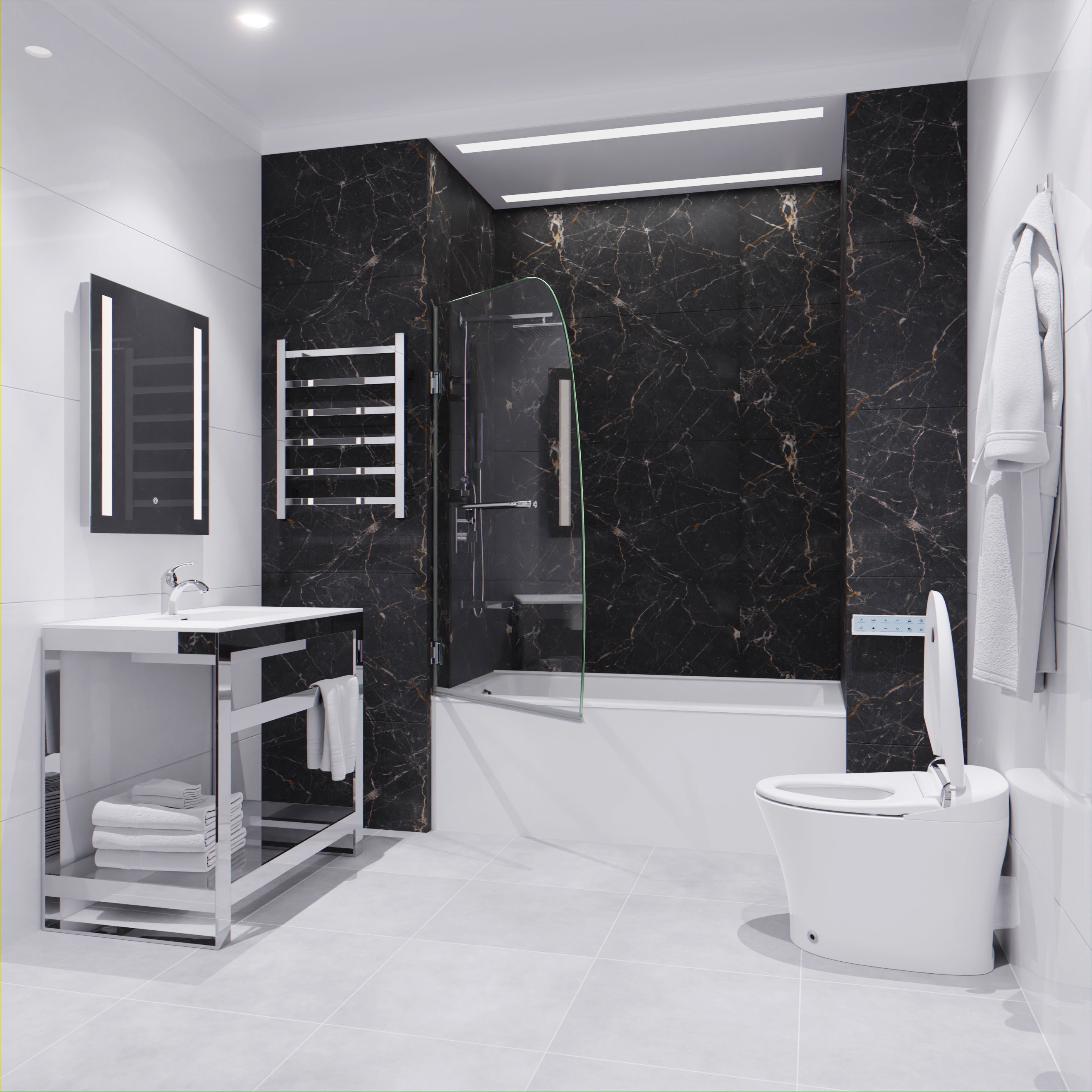 Grand Series 34 in. by 58 in. Frameless Hinged Tub Door