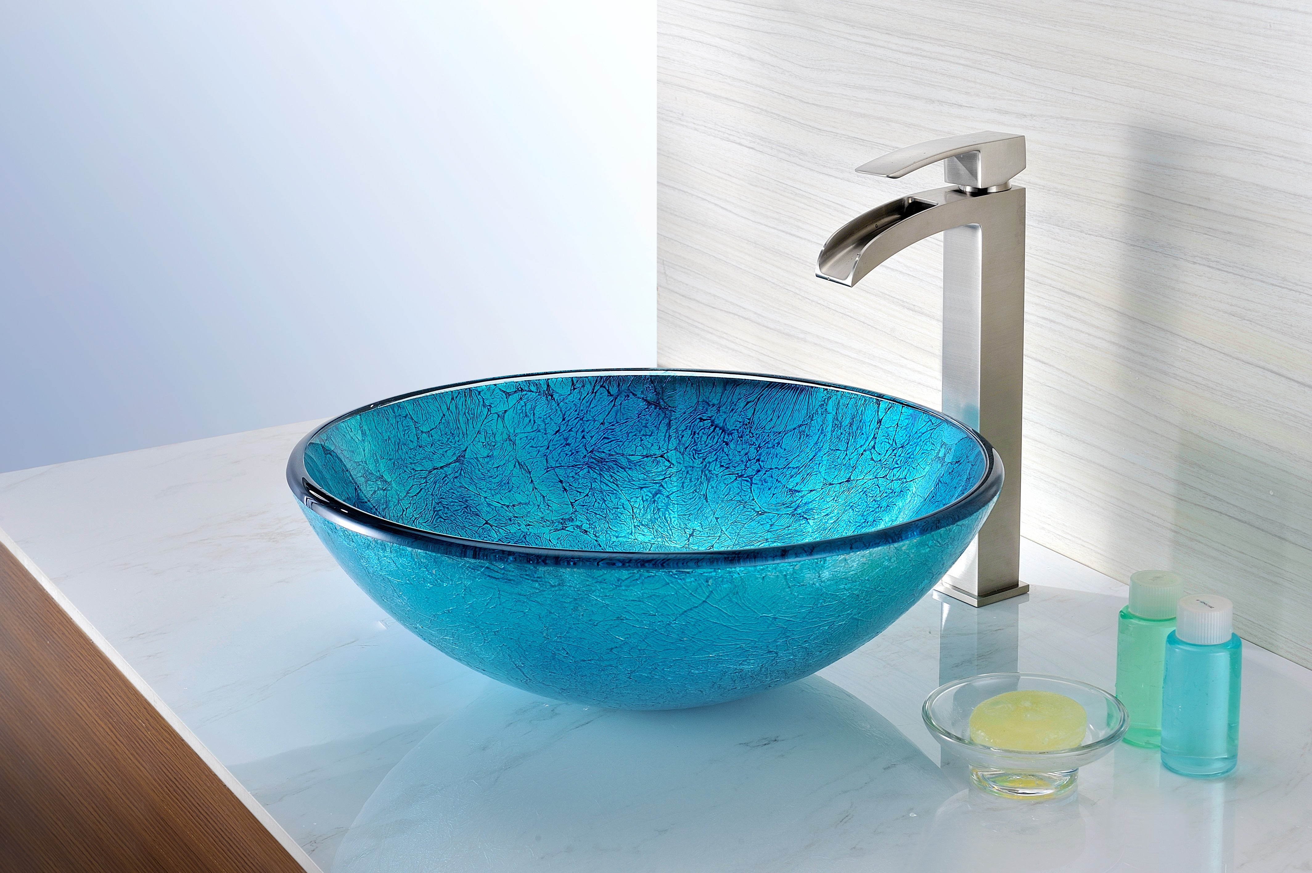 Accent Series Deco-Glass Vessel Sink in Blue Ice