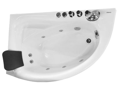 EAGO AM161-R  5' Single Person Corner White Acrylic Whirlpool Bath Tub - Drain on Right