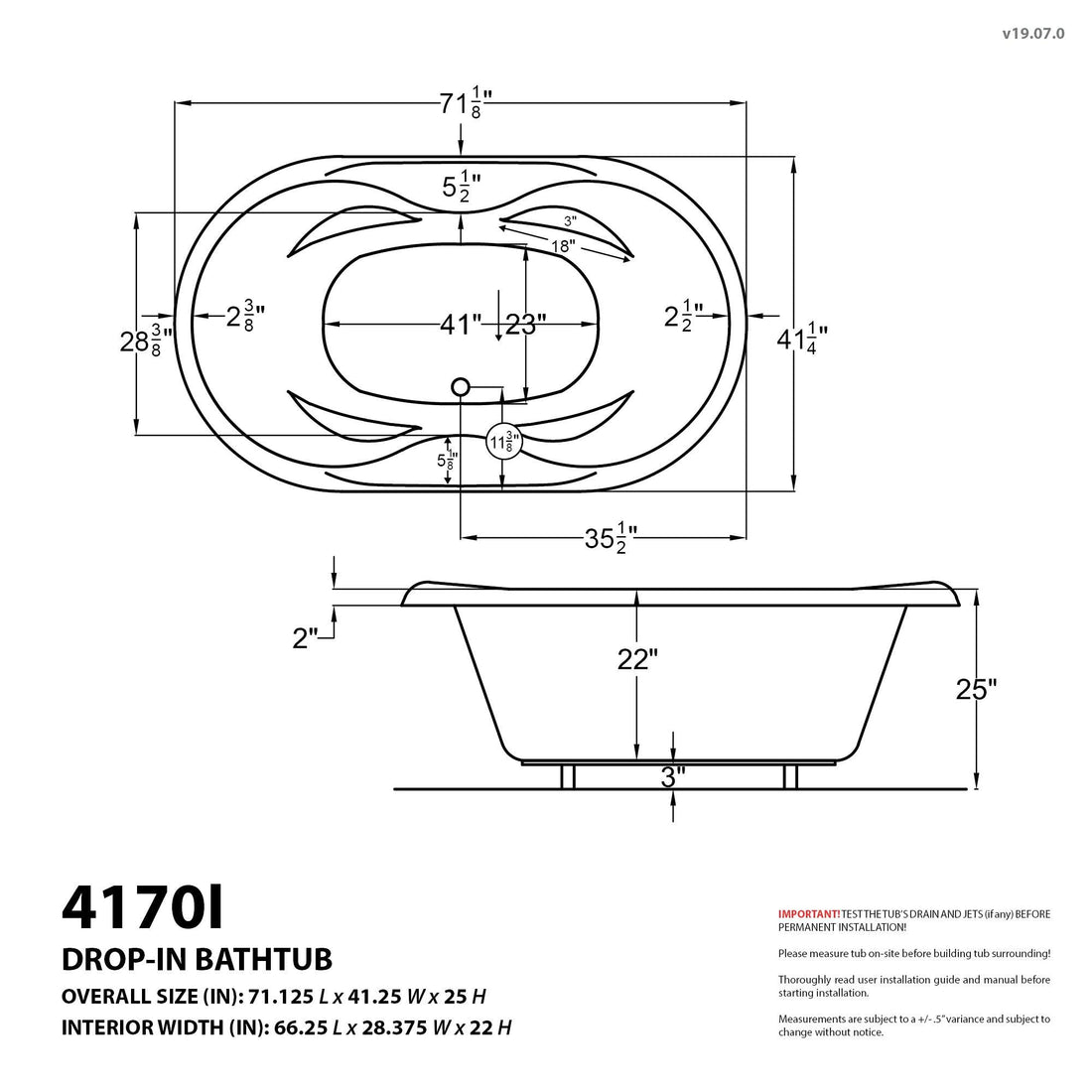 Atlantis Whirlpools Indulgence 41 x 70 Oval Air Jetted Bathtub
