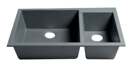 ALFI brand AB3319UM-T Titanium 34" Double Bowl Undermount Granite Composite Kitchen Sink