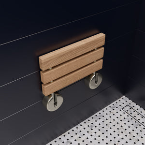 ALFI brand ABS16R 16 Inch Folding Teak Wood Shower Seat Bench