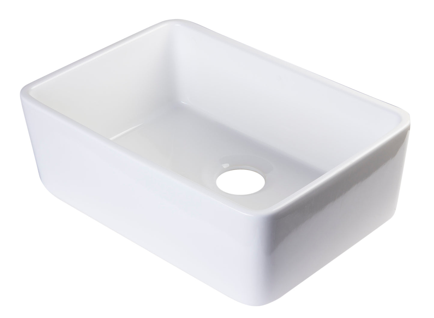 ALFI brand AB503UM-W 24 inch White Single Bowl Fireclay Undermount Kitchen Sink