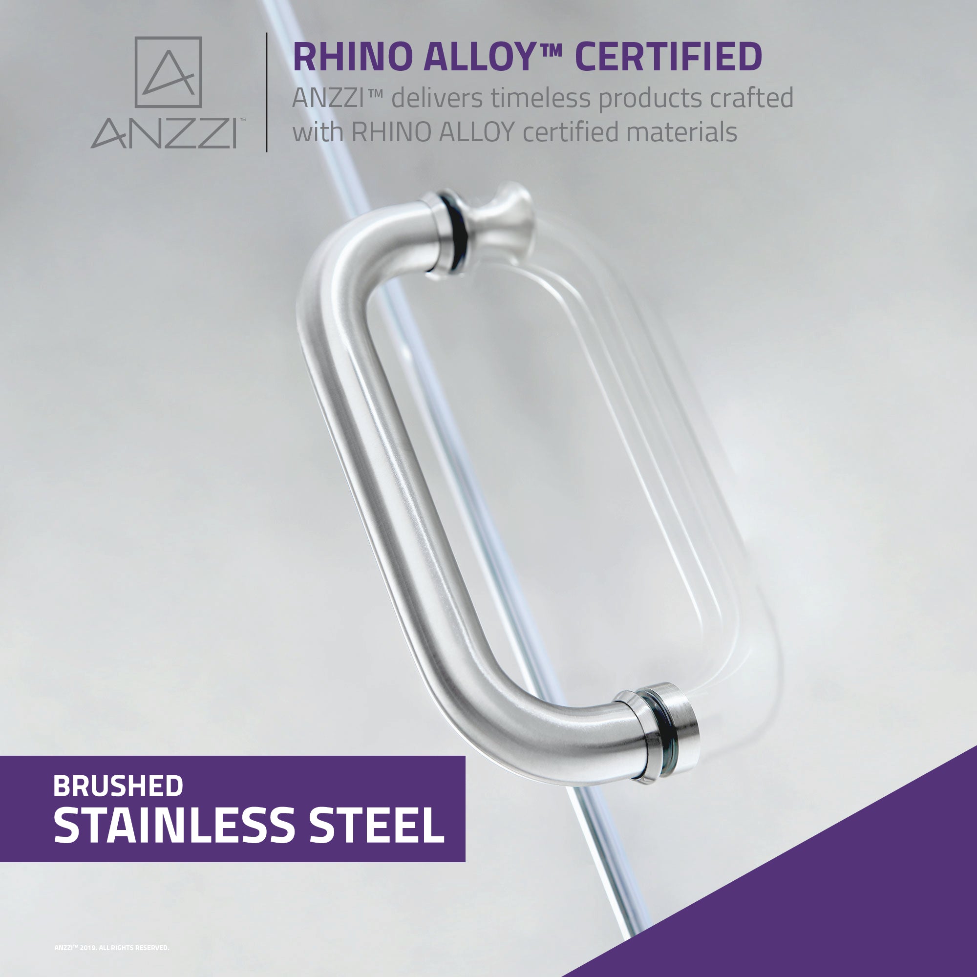 Consort Series 60 in. by 72 in. Frameless Hinged Alcove Shower Door in Brushed Nickel with Handle