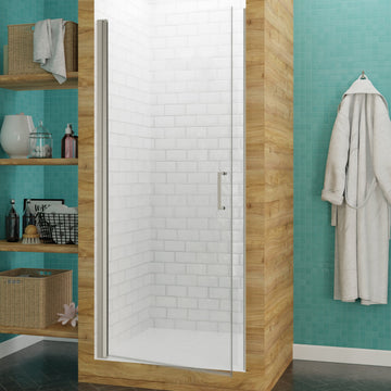 Lancer 23 in. x 72 in. Semi-Frameless Shower Door with TSUNAMI GUARD