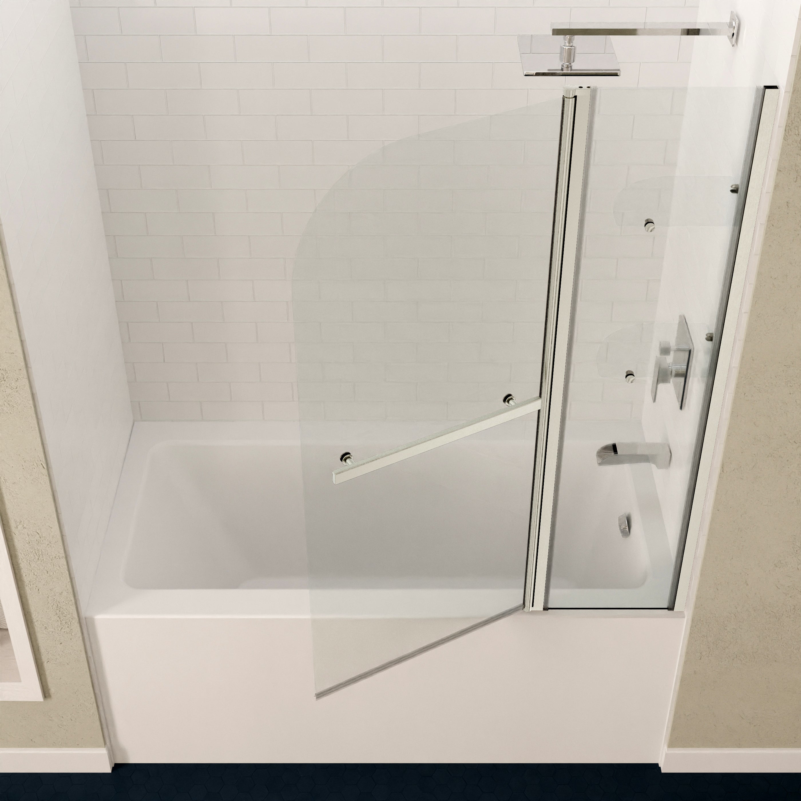 Anzzi 5 ft. Acrylic Rectangle Tub in White With 48 in. x 58 in. Frameless Tub Door