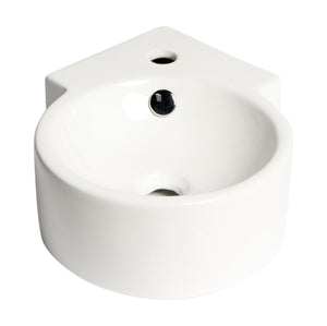 ALFI brand ABC121 White 17" Tiny Corner Wall Mounted Ceramic Sink with Faucet Hole