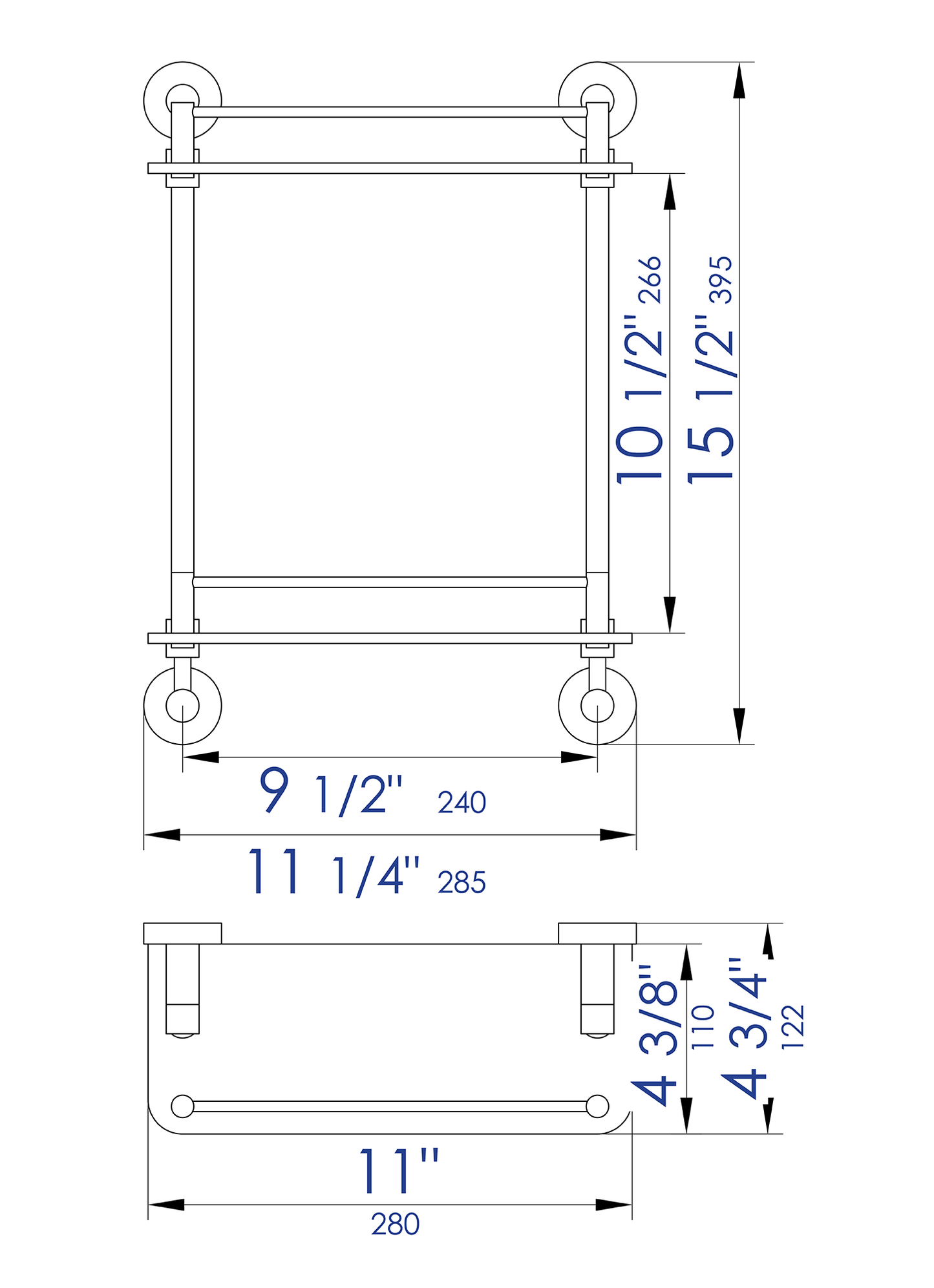 ALFI brand AB9549 Polished Chrome Wall Mounted Double Glass Shower Shelf Bathroom Accessory