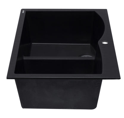 ALFI brand AB3320DI-BLA Black 33" Double Bowl Drop In Granite Composite Kitchen Sink