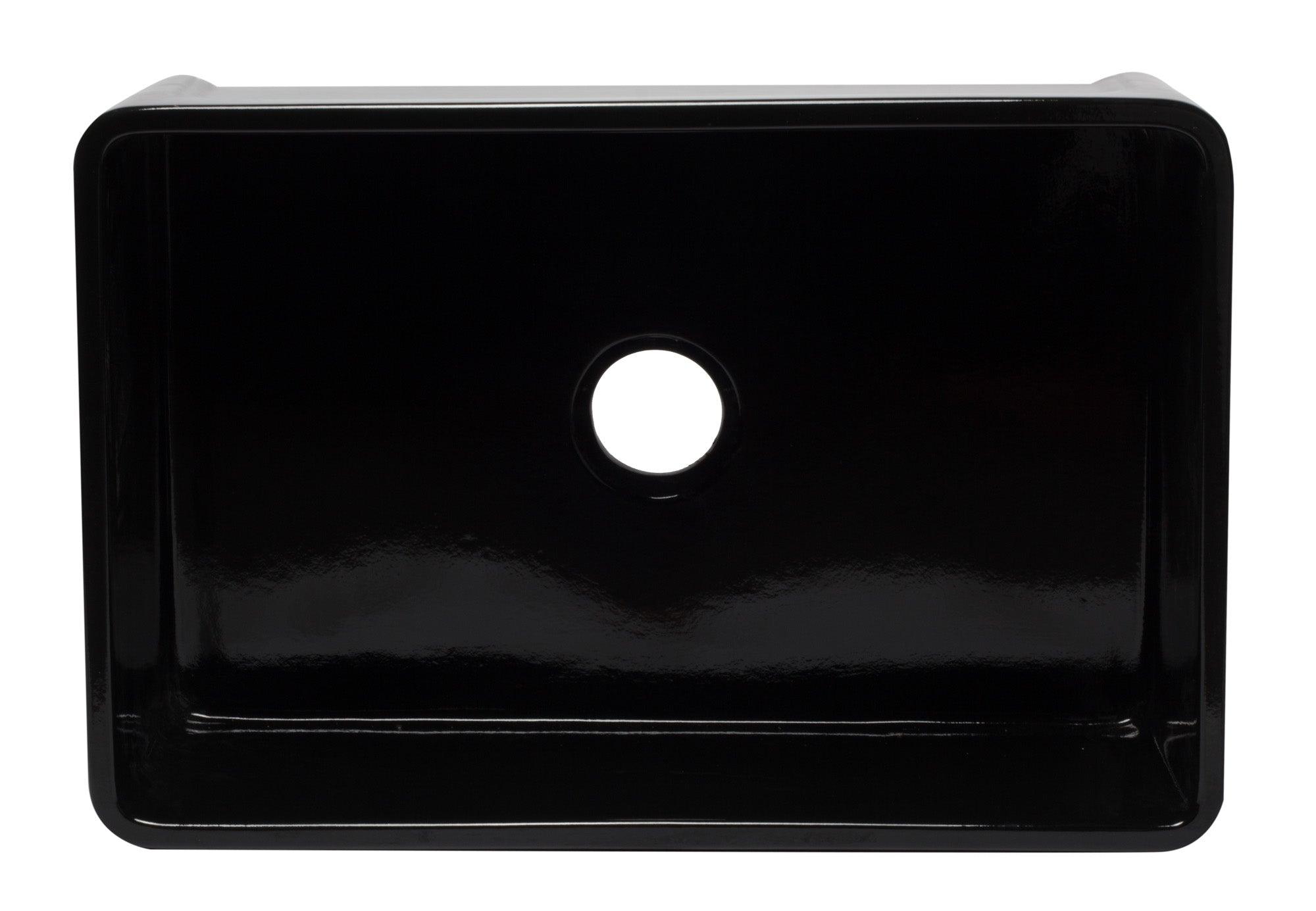 ALFI brand AB3020SB-BG 30 inch Black Reversible Single Fireclay Farmhouse Kitchen Sink