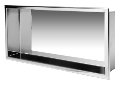 ALFI brand ABN2412-PSS 24 x 12 Polished Stainless Steel Horizontal Single Shelf Bath Shower Niche