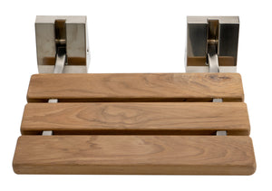 ALFI brand ABS16S-BN Brushed Nickel 16" Folding Teak Wood Shower Seat Bench