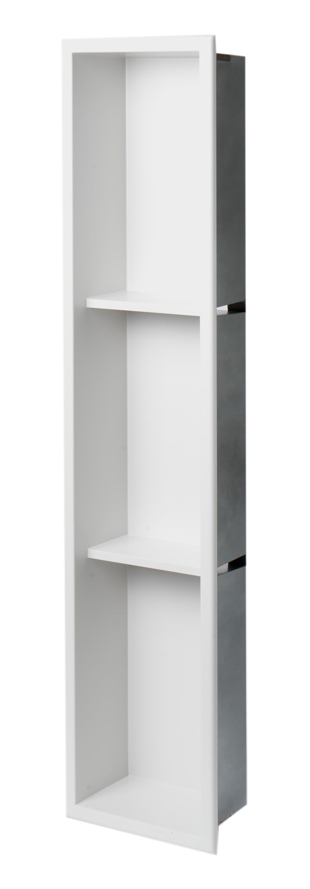 ALFI brand ABNC0836-W 8" x 36" White Matte Stainless Steel Vertical Triple Shelf Bath Shower Niche