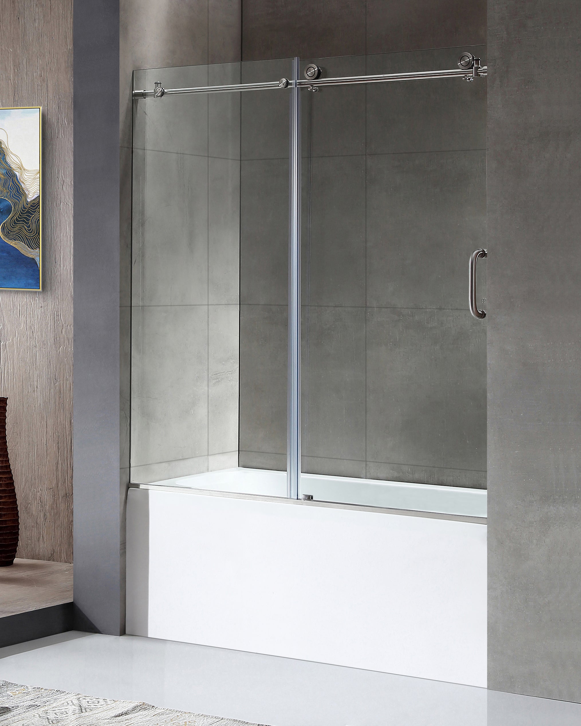 Don Series 60 in. x 62 in. Frameless Sliding Tub Door