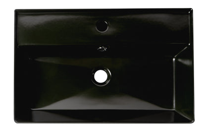 ALFI brand ABC901-BM Black Matte 24" Modern Rectangular Above Mount Ceramic Sink with Faucet Hole