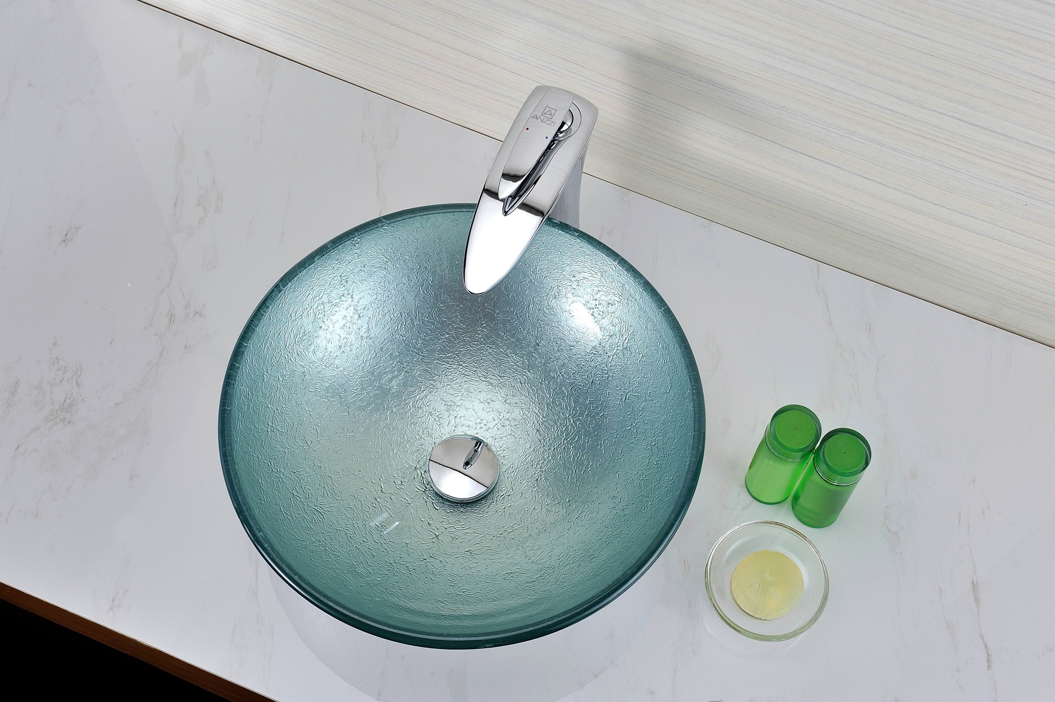 Spirito Series Deco-Glass Vessel Sink in Churning Silver