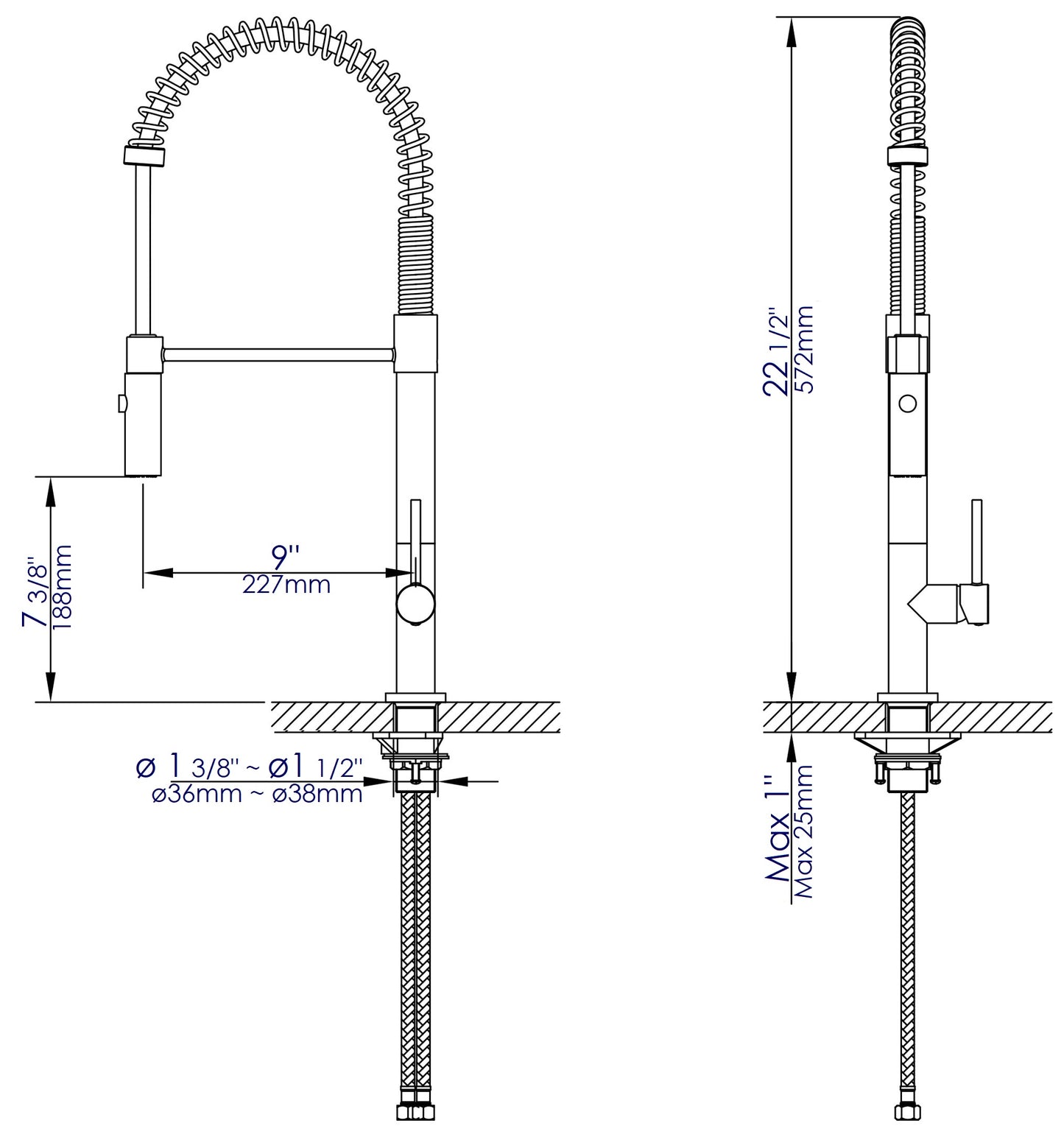 ALFI brand ABKF3732-PC Polished Chrome Commercial Spring Kitchen Faucet